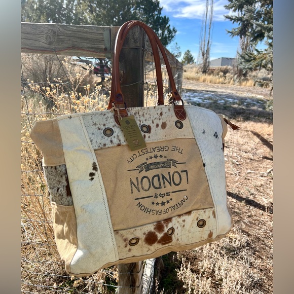 Clea Ray Handbags - New! Custom Upside Down Capital of Fashion London Tote Bag" Clea Ray Leather